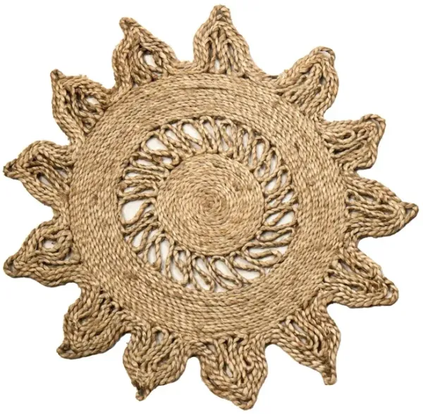 Plain Handwoven Floral Shaped Jute Lace Mat (Large)