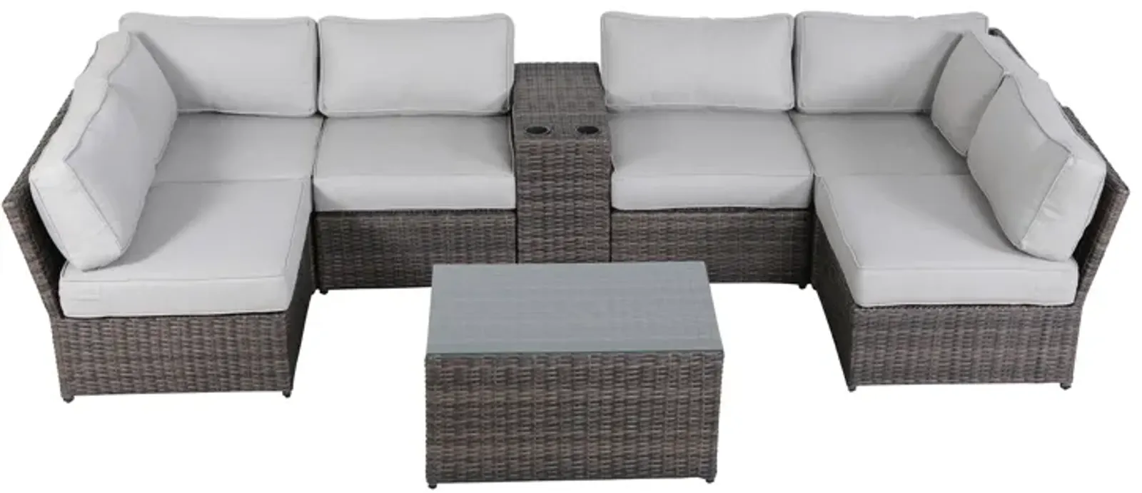 Living Source International Wicker Fully Assembled 4 - Person Seating Group with Cushions New Brown and Gray