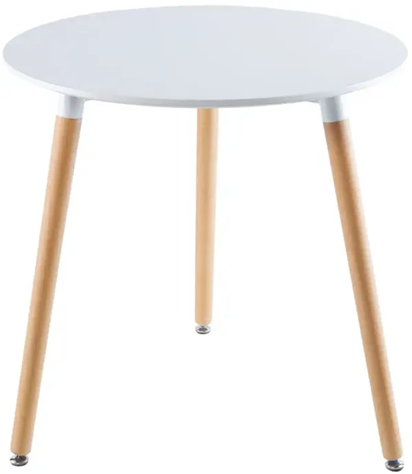 White Table Mid-century Dining Table for 2-4 people with Round Tabletop