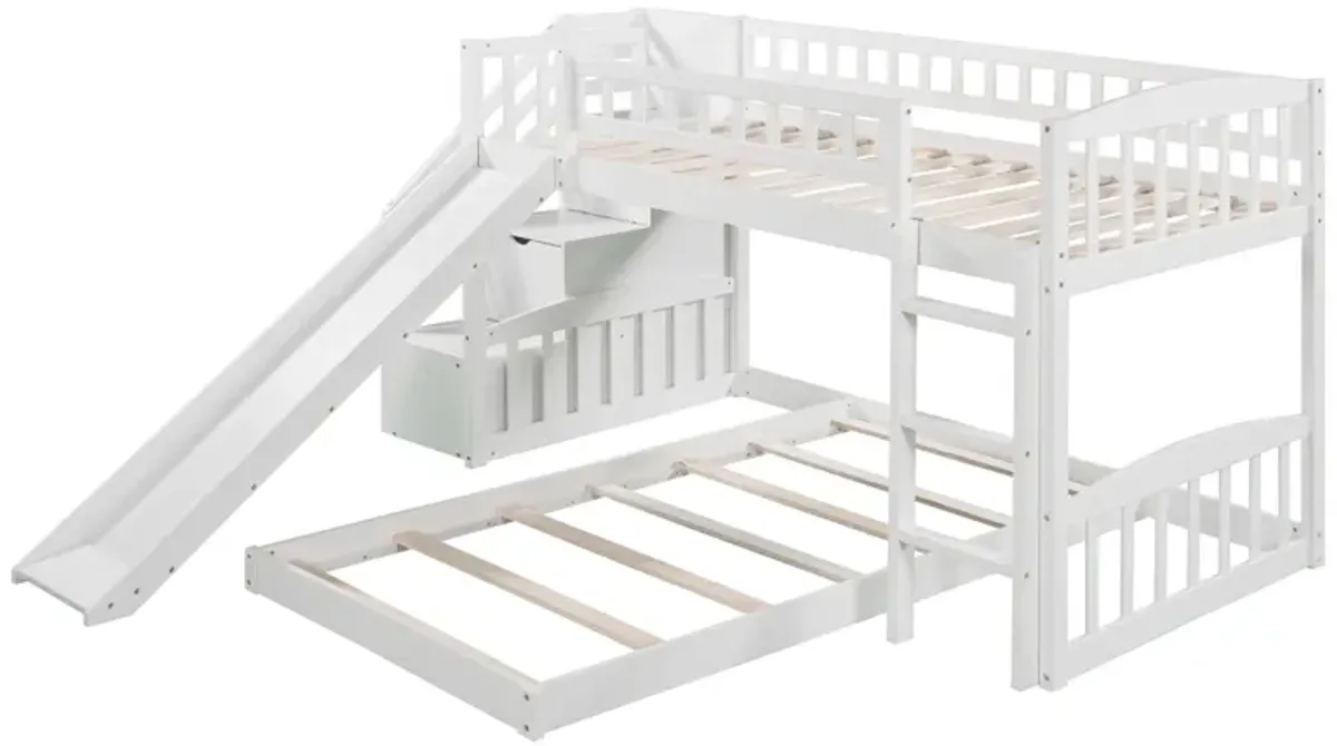 Stairway Twin Over Twin Bunk Bed With Two Drawers And Slide