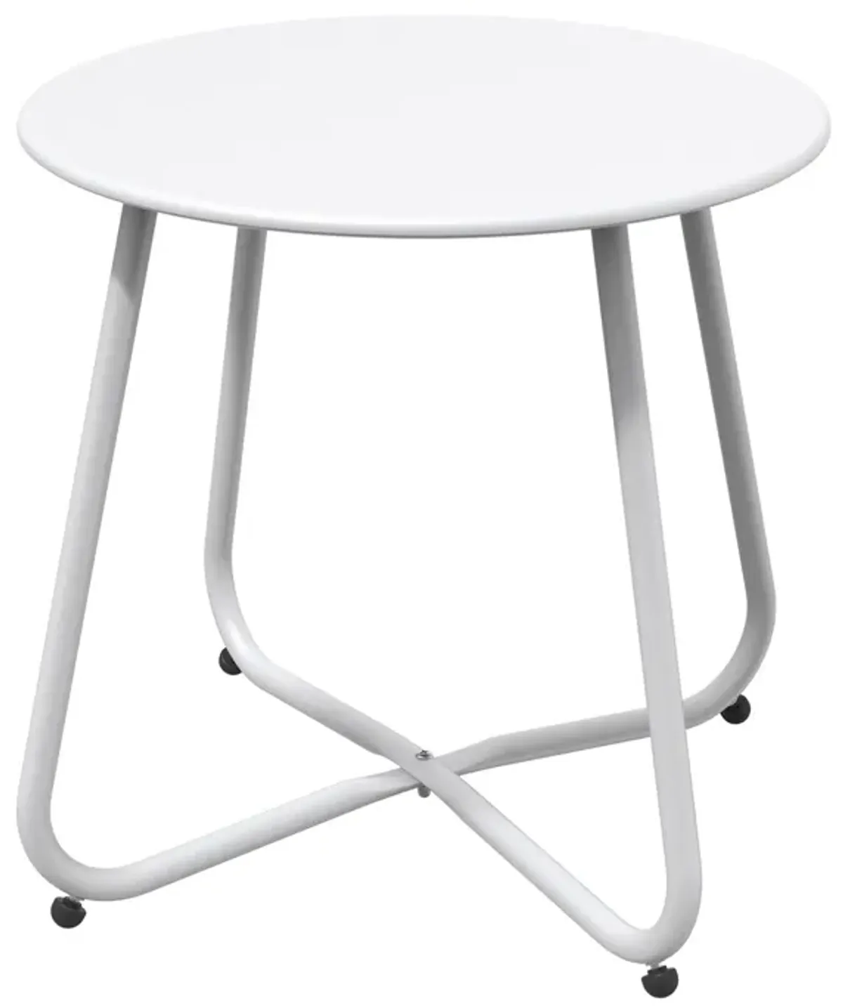 Mondawe 18" Galvanized Patio Steel Side Table,Powder-Coated, UV/Rust-Proof,W/ Adjustable Foot Pads