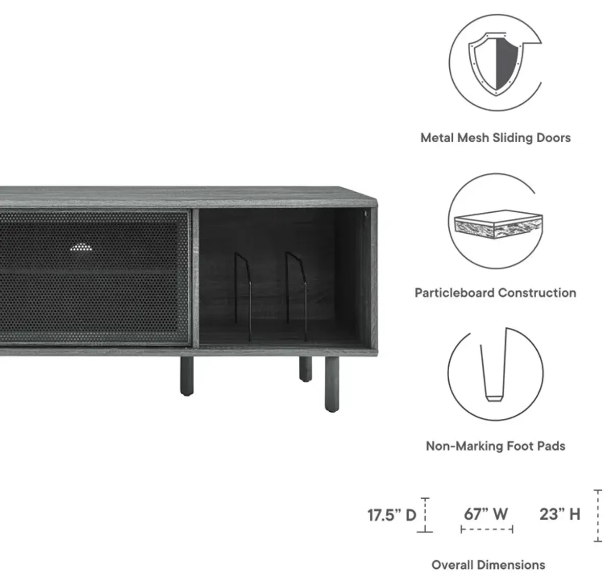 Kurtis 67" TV and Vinyl Record Stand