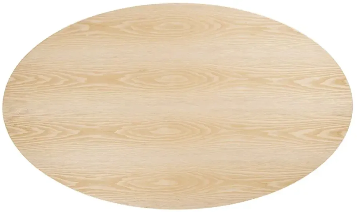 Modway - Lippa 60" Oval Natural Wood Grain Dining Table White Natural