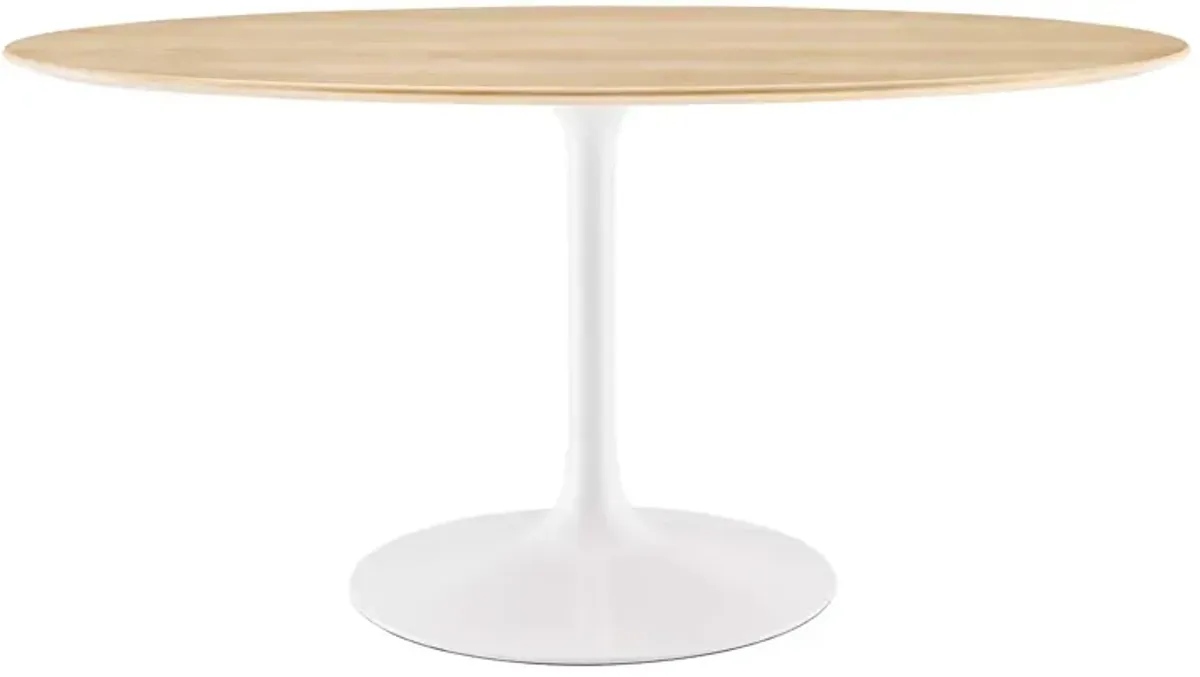 Modway - Lippa 60" Oval Natural Wood Grain Dining Table White Natural