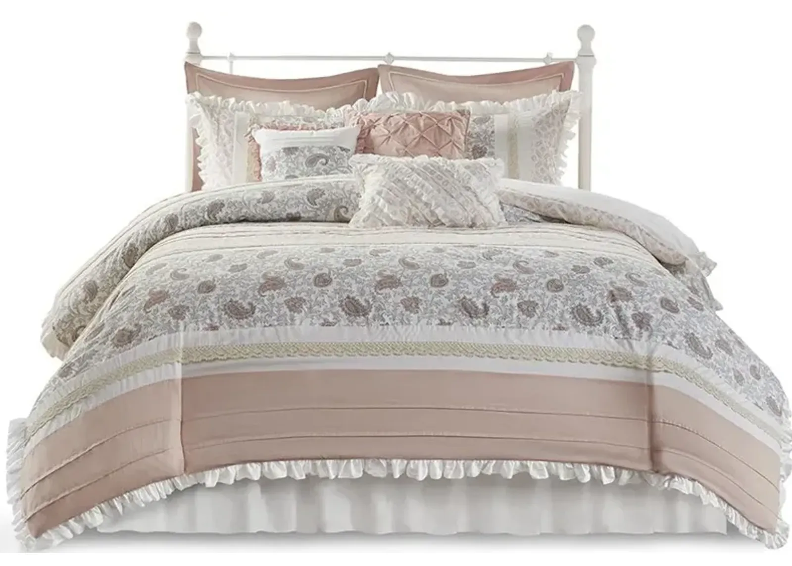 Belen Kox 9 Piece Comforter Set - Paisley Print and Elegant Details, Belen Kox