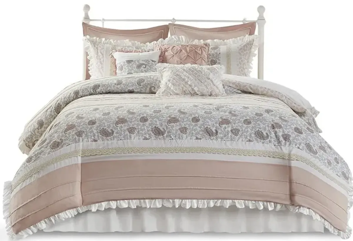 Belen Kox 9 Piece Comforter Set - Paisley Print and Elegant Details, Belen Kox