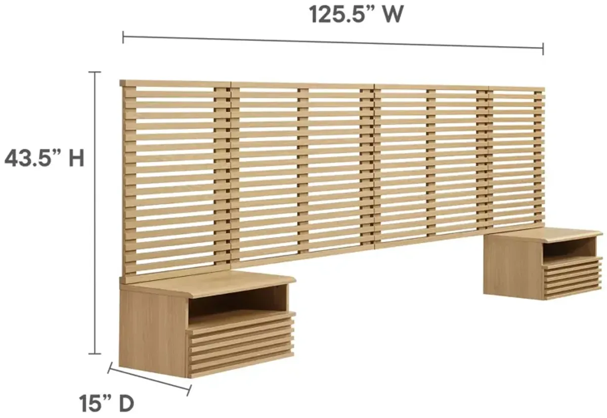 Modway - Render Wall Mount King Headboard and Modern Nightstands