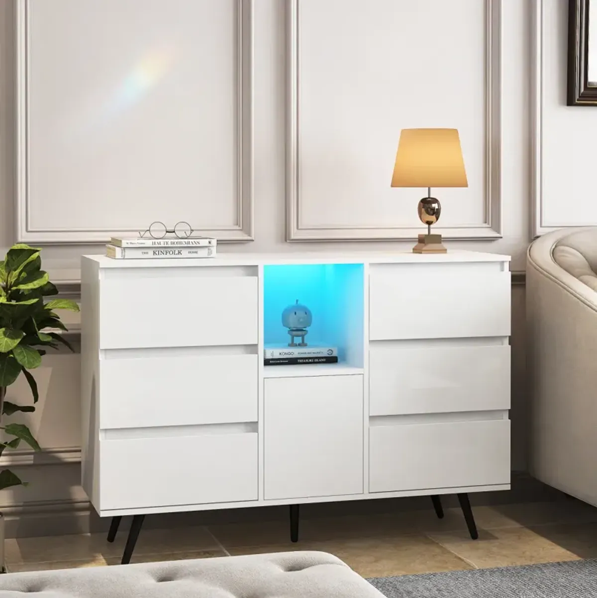 White High Gloss Sideboard with LED Light