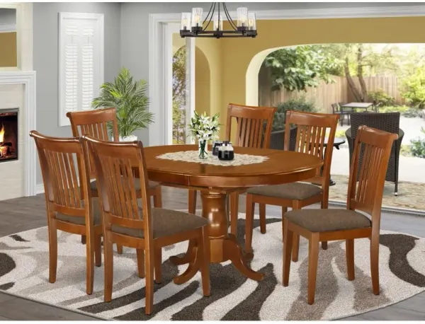 7 PC Dining room set-Oval Dining Table with Leaf and 6 Dining Chairs