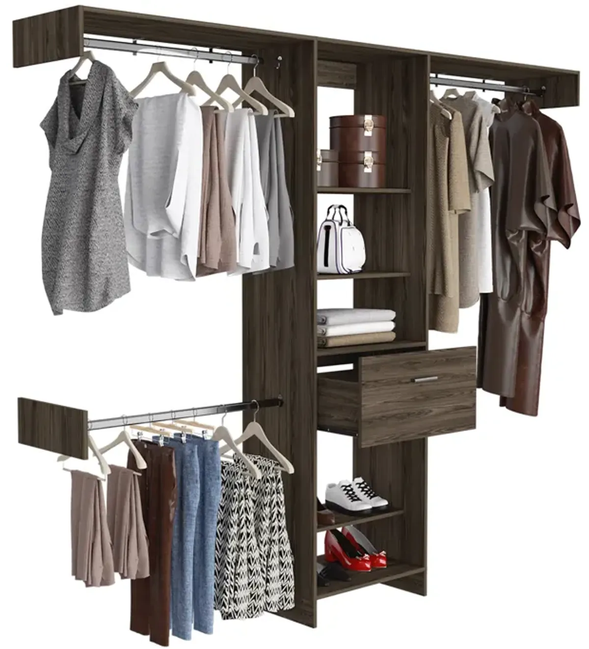 250 Closet System British, Bedroom, Dark Walnut