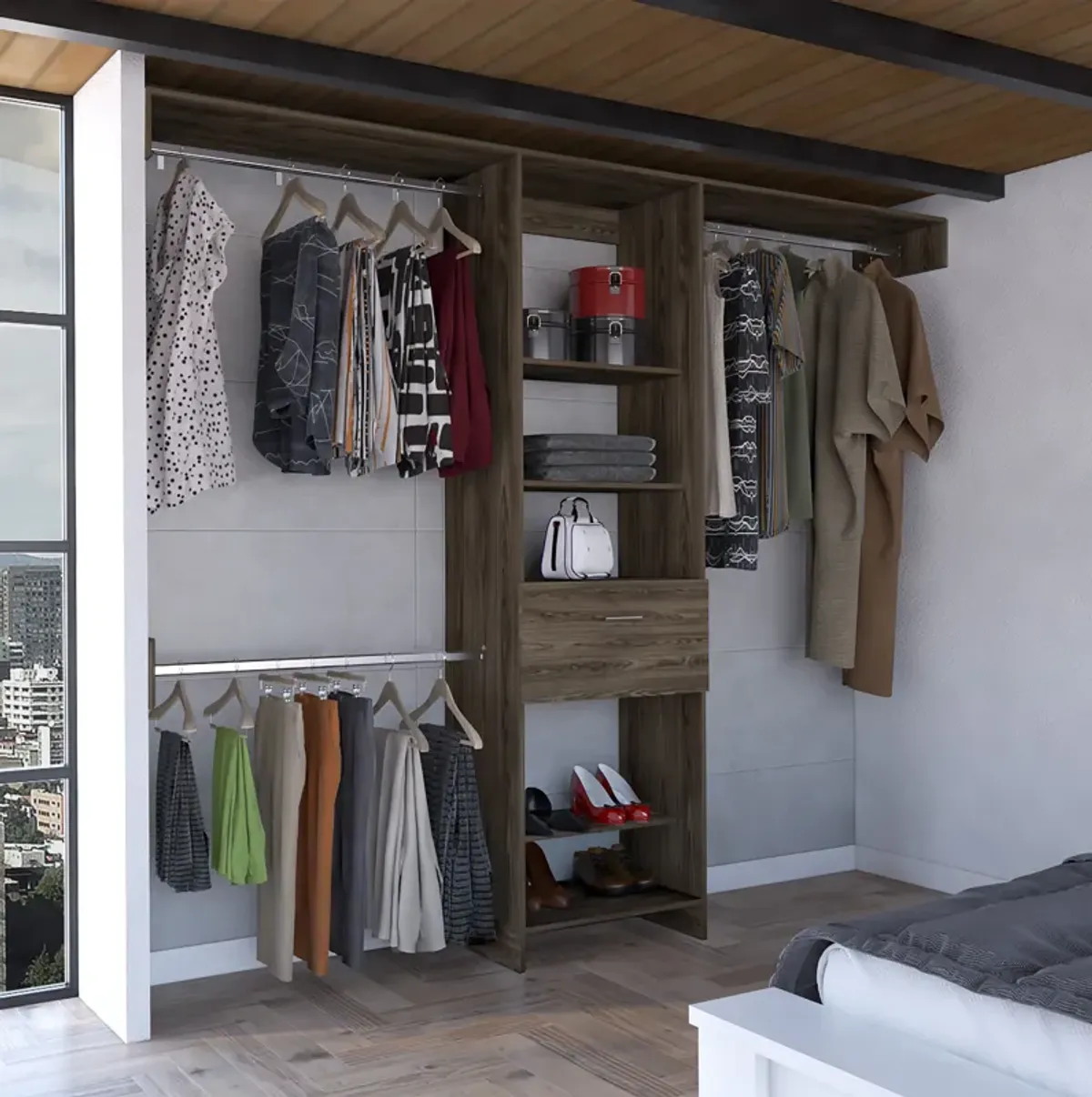 250 Closet System British, Bedroom, Dark Walnut