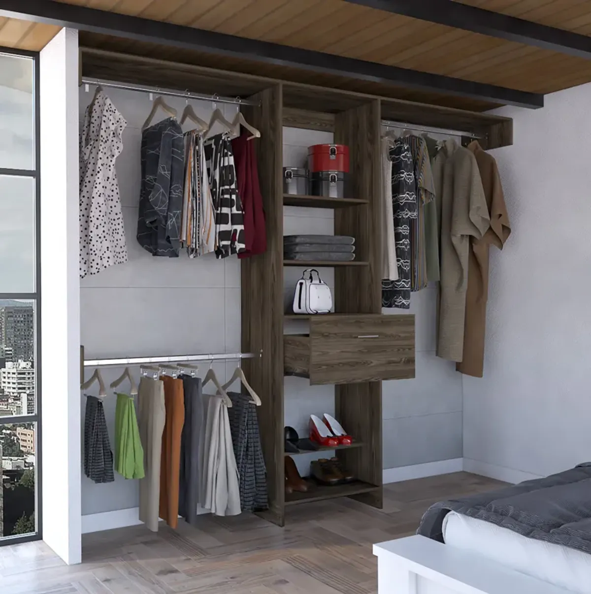 250 Closet System British, Bedroom, Dark Walnut