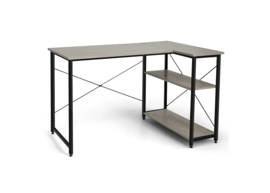 48 Inch Reversible L Shaped Computer Desk with Adjustable Shelf