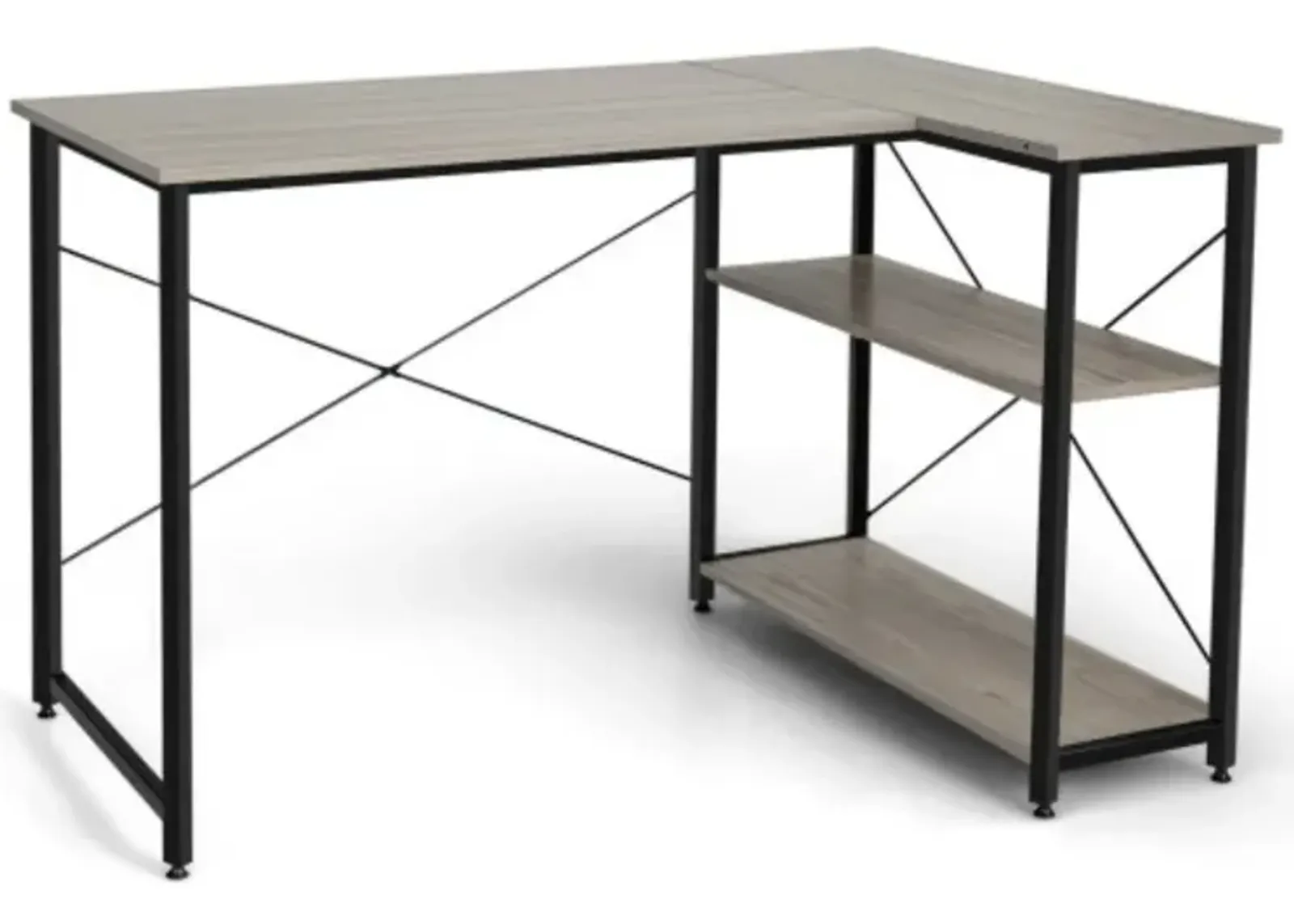 48 Inch Reversible L Shaped Computer Desk with Adjustable Shelf