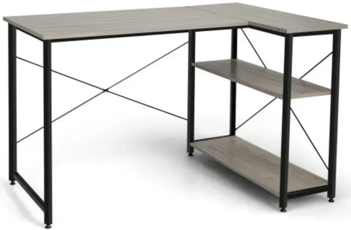 48 Inch Reversible L Shaped Computer Desk with Adjustable Shelf