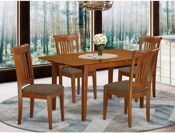 5 Pc small Kitchen Table set Table with Leaf and 4 Dining Chairs