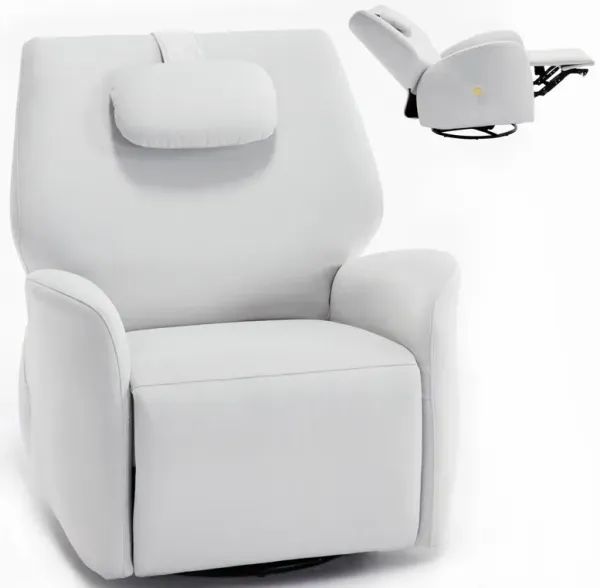 Mondawe Swivel and Rocker Power Recliner Chair with Lumbar and Neck Support Pillow, Heavy Duty Motion Mechanism with USB and Type-C Ports