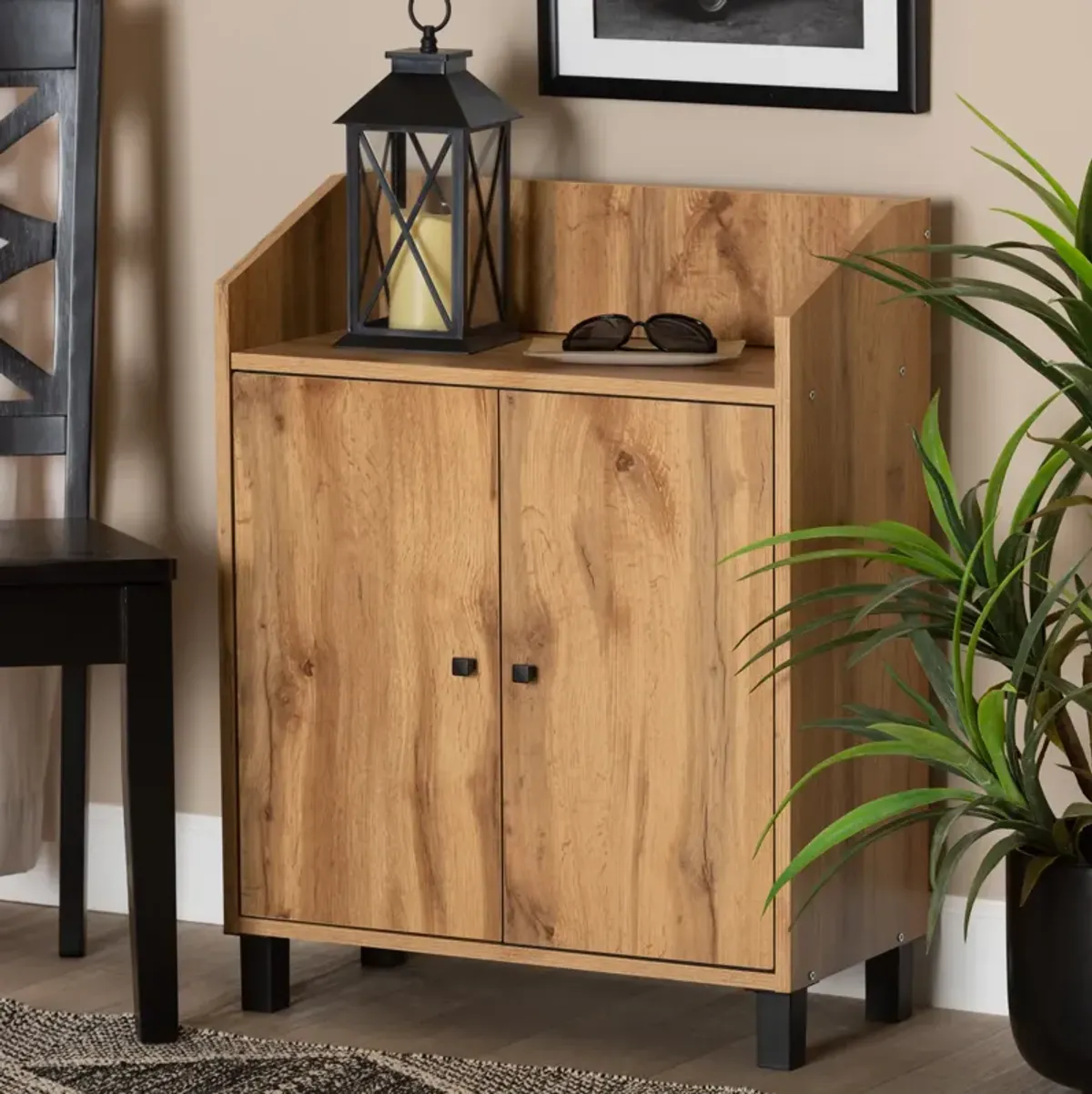 Baxton Studio Rossin Modern Oak Brown Finished Wood 2 Door Entryway Shoe Storage Cabinet