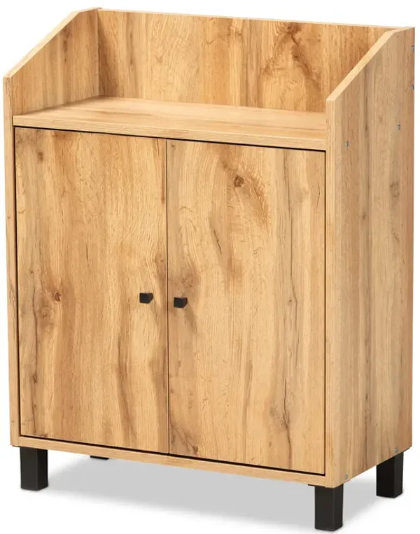 Baxton Studio Rossin Modern Oak Brown Finished Wood 2 Door Entryway Shoe Storage Cabinet