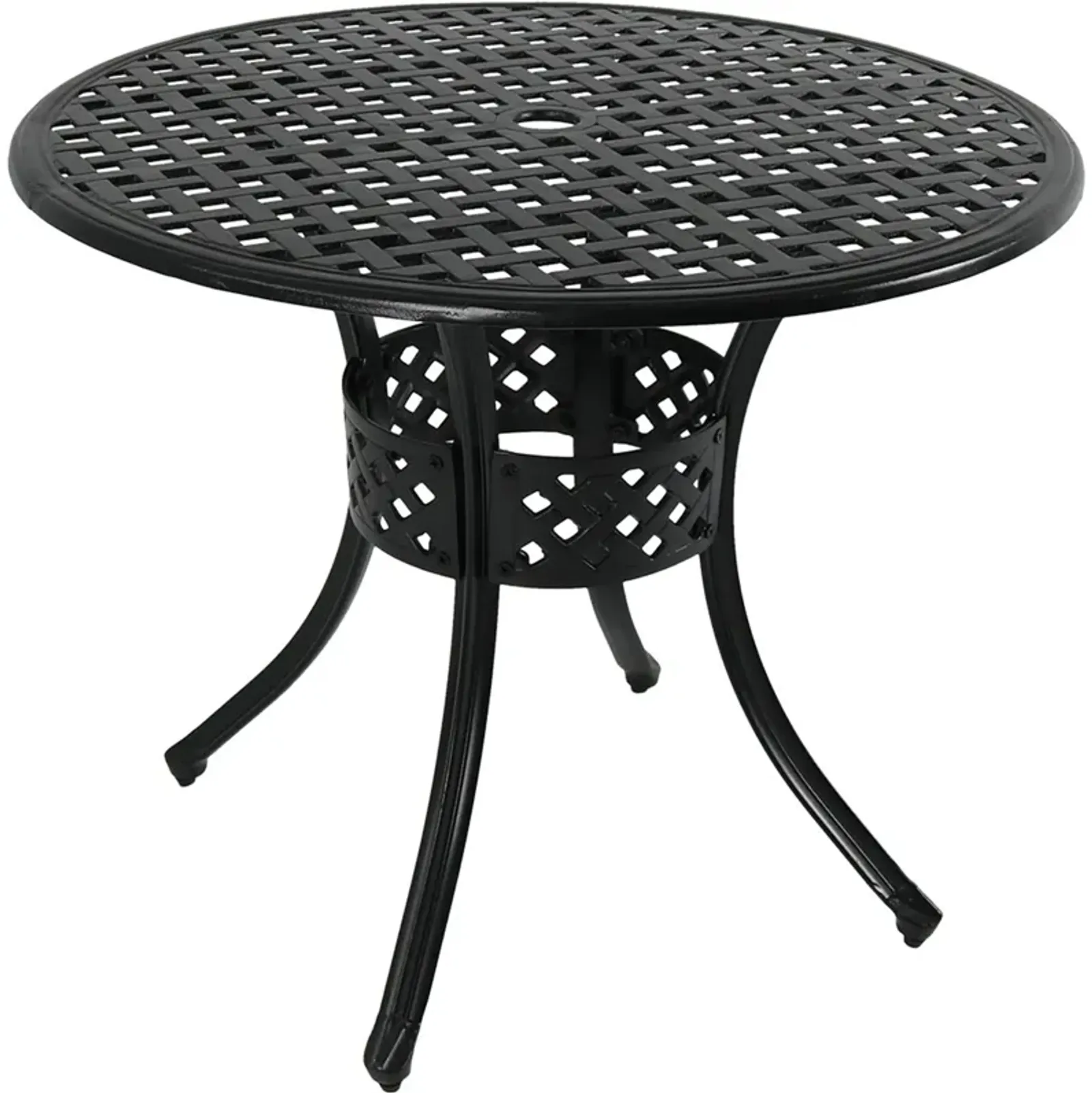 Sunnydaze 33 in Cast Aluminum Round Patio Dining Table - Black