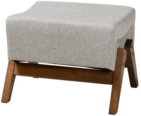 Baxton Studio Hanson Modern Light Grey Fabric and Walnut Brown Finished Wood Ottoman