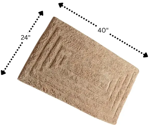 Knightsbridge Stylish And Comfortable All Season Traditional Racetrack Design Cotton Bath Rug 24" X 40" Stone