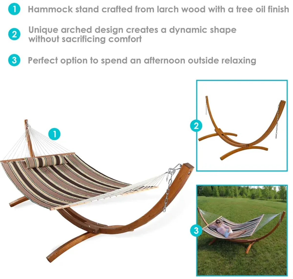 Sunnydaze Quilted Hammock with Curved Wooden Stand