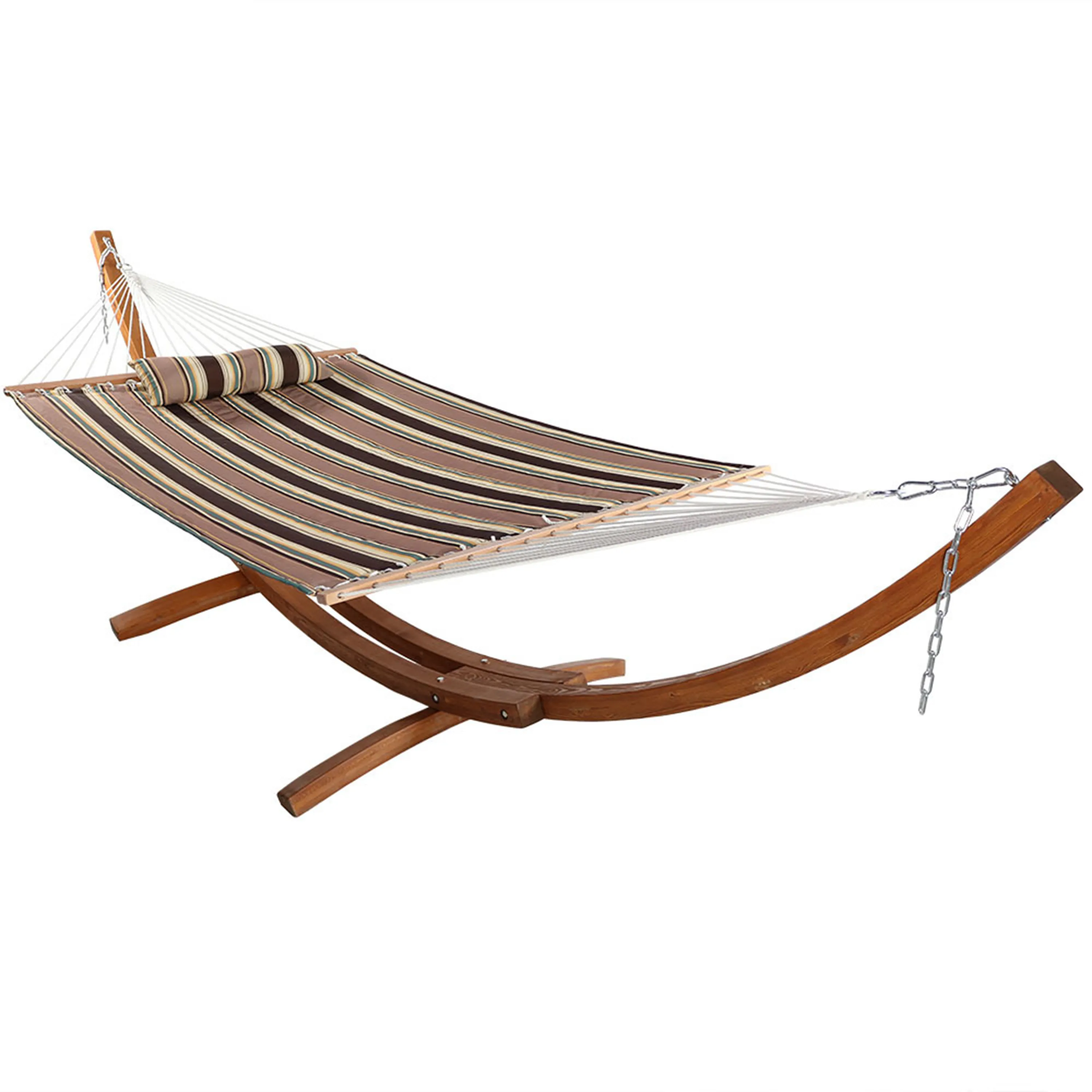 Sunnydaze Quilted Hammock with Curved Wooden Stand