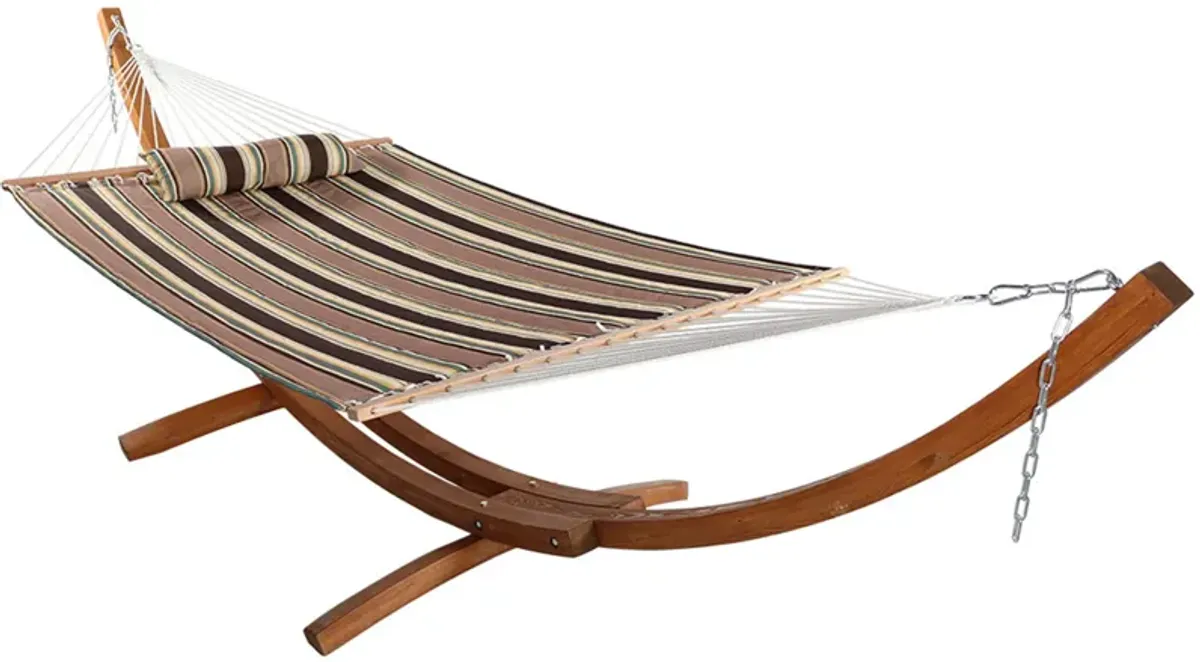 Sunnydaze Quilted Hammock with Curved Wooden Stand