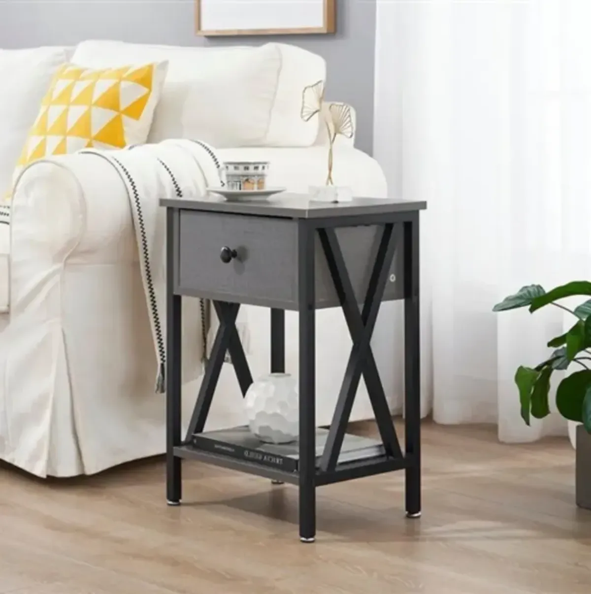 Set of 2 One Drawer Nightstands for Bedroom or Guest Room Storage