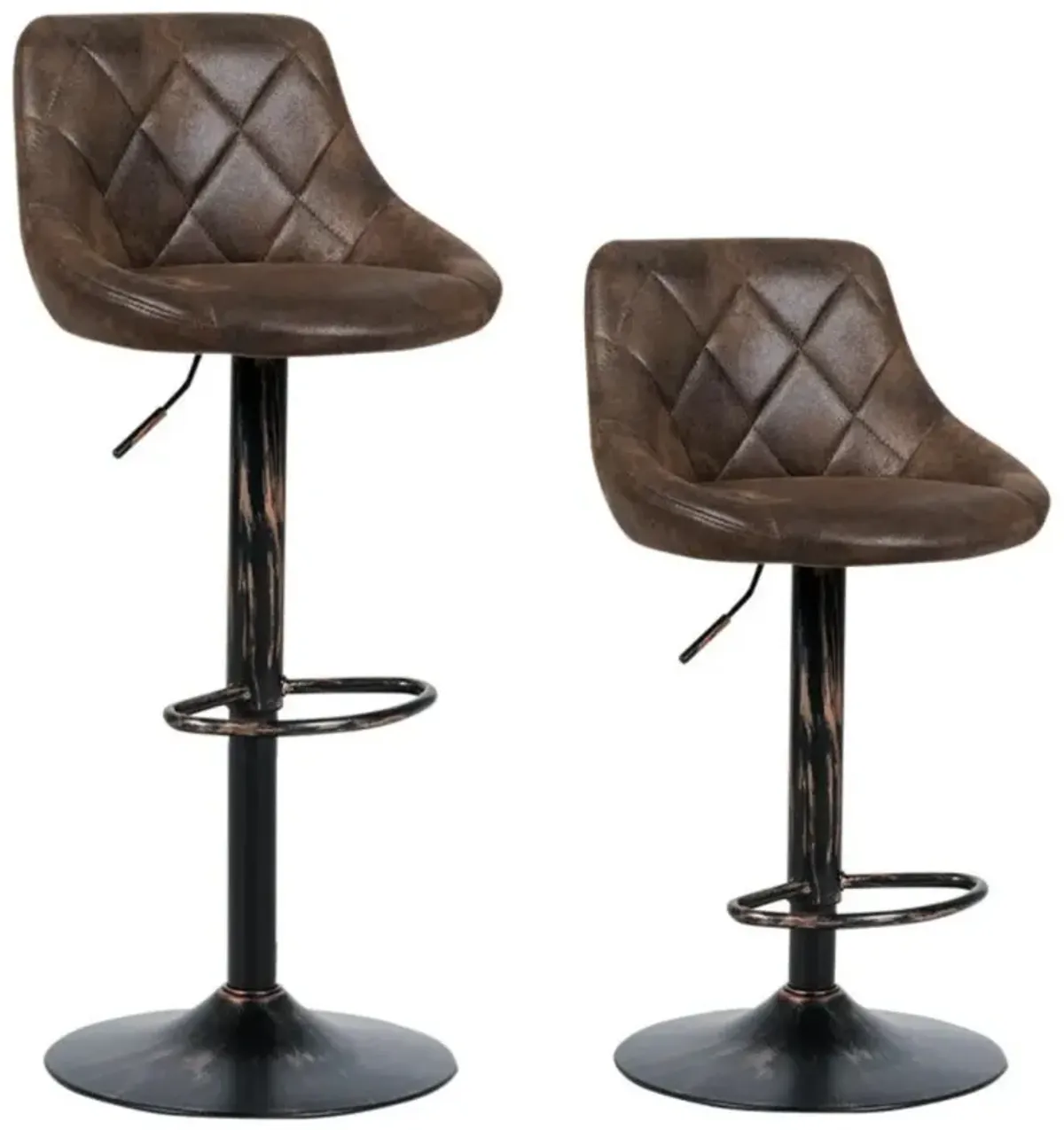 Hivvago Set of 2 Adjustable Bar Stools with Backrest and Footrest