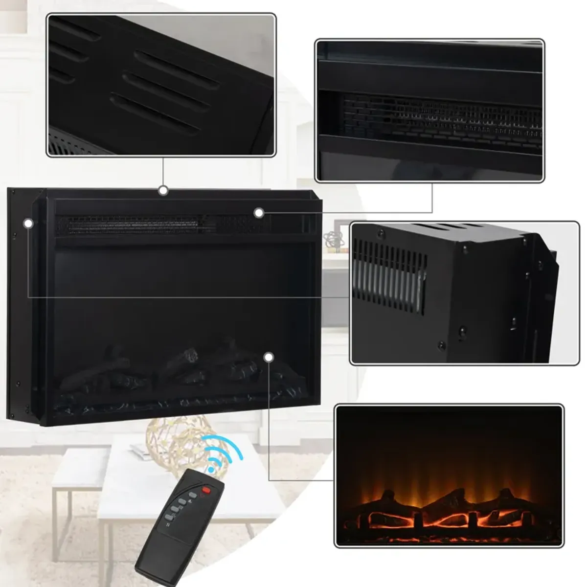 Jaxpety 23-Inch Electric Fireplace Black