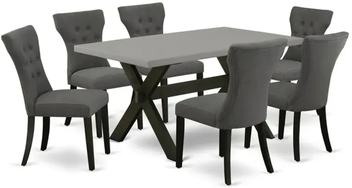 East West Furniture X696Ga650-7 - 7-Piece Rectangular Dining Table Set - 6 Parson Chairs and a Rectangular Dining Table Hardwood Frame
