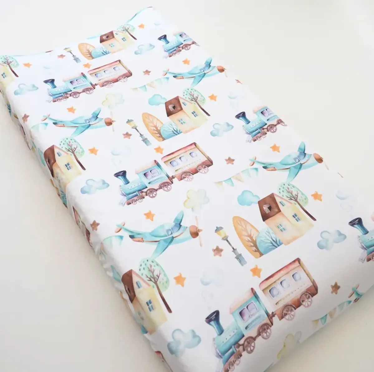 Baby Changing Pad Cover - Airplane & Train