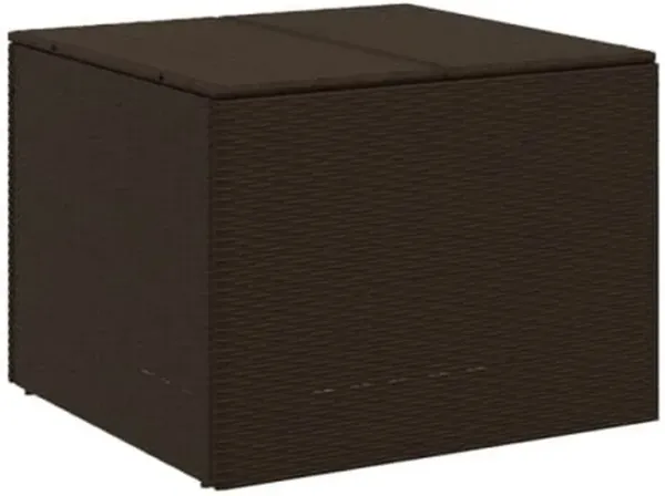 Outdoor Garden Storage Box, Removable Bag, Brown Poly Rattan Woven - Benzara