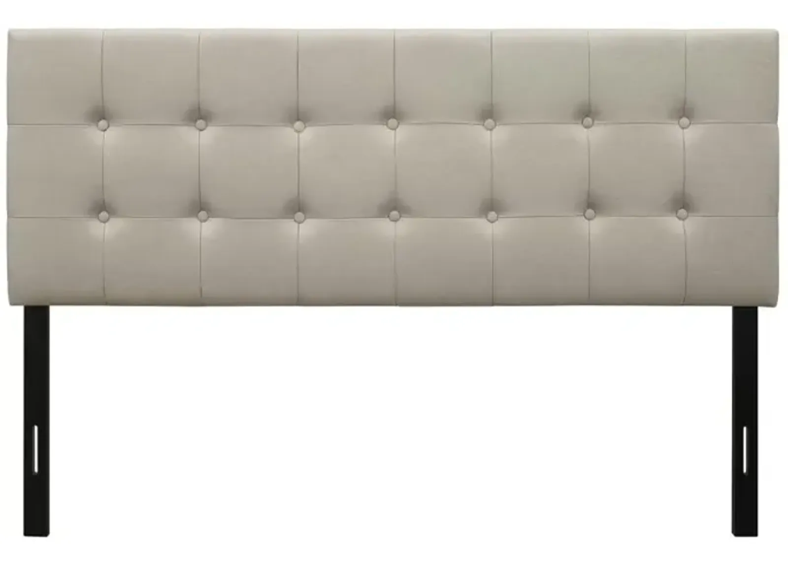 Button-Tufted Headboard in Light Grey Taupe Beige Upholstered Fabric