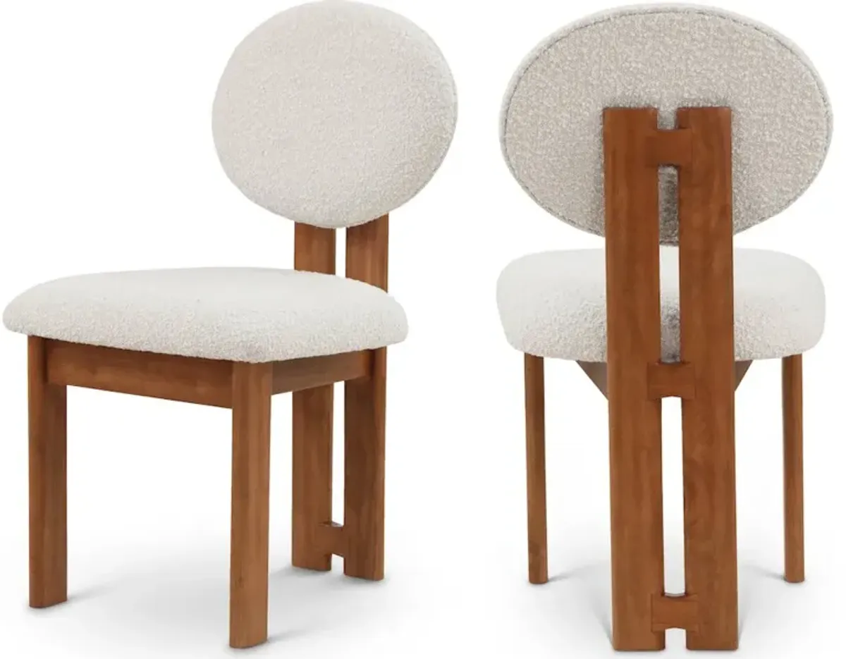 Meridian Furniture Napa Cream Boucle Fabric Dining Chair, Set of 2