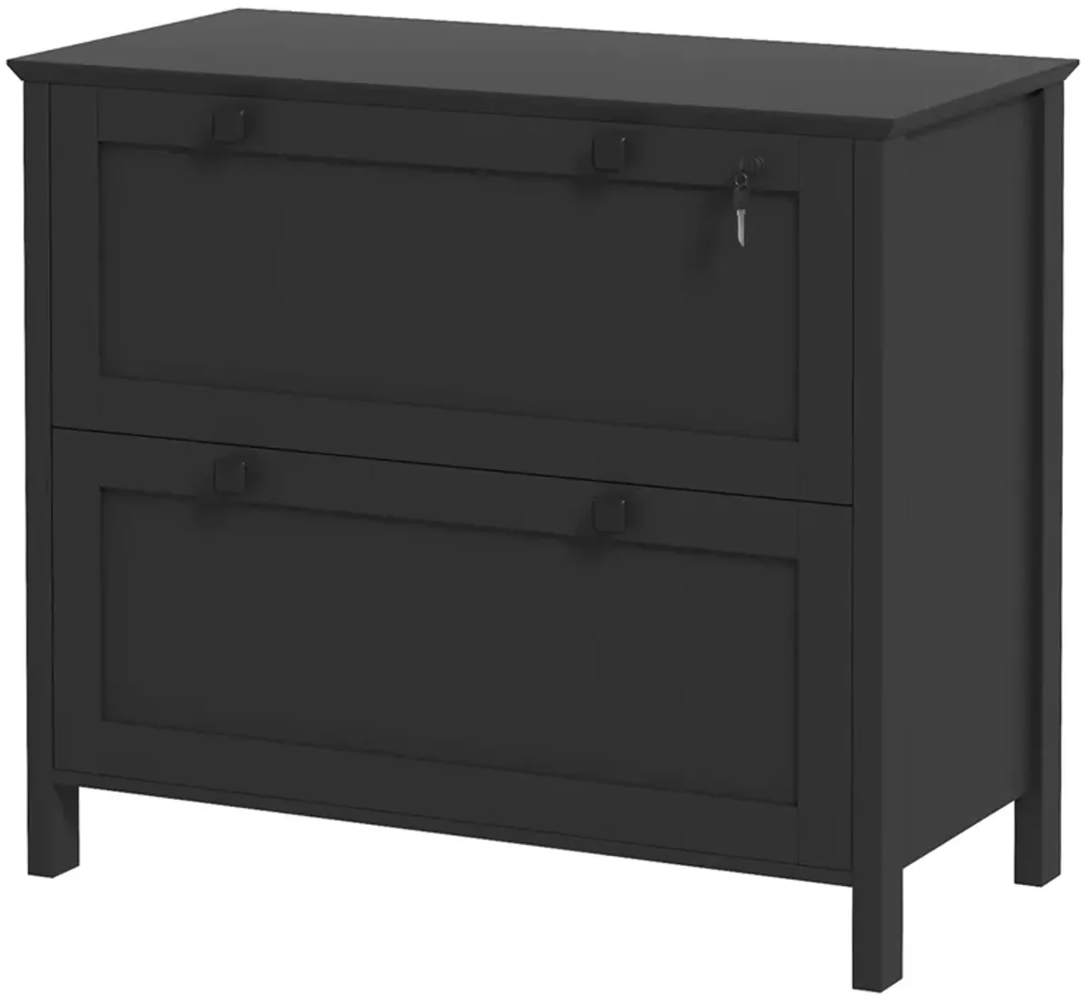 HOMCOM 2 Drawer File Cabinet with Lock and Adjustable Hanging Bar Black