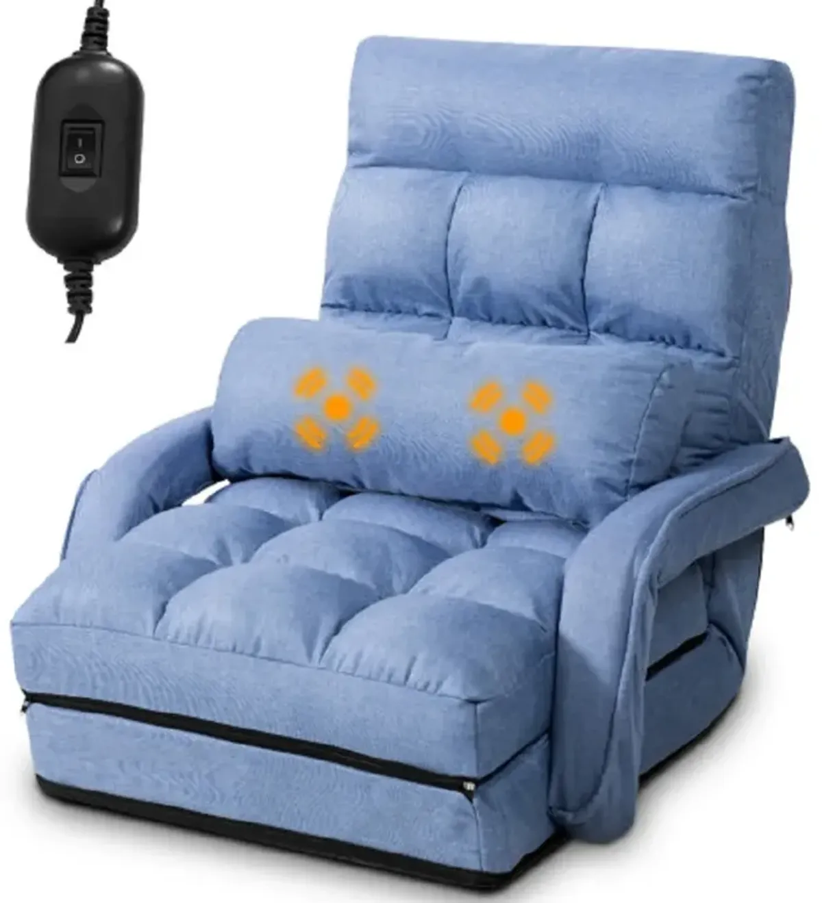 Folding Lazy Floor Chair Sofa with Armrests and Pillow