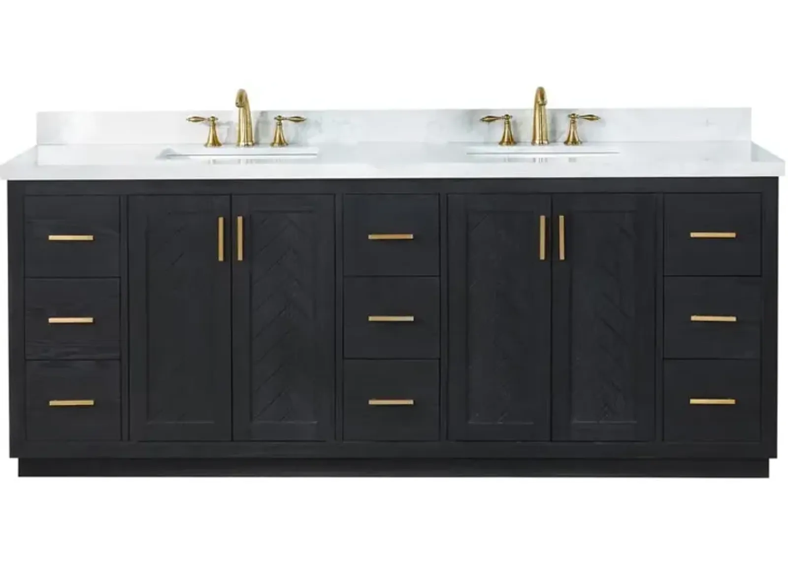 Altair 84 Double Bathroom Vanity Set in Black Oak without Mirror