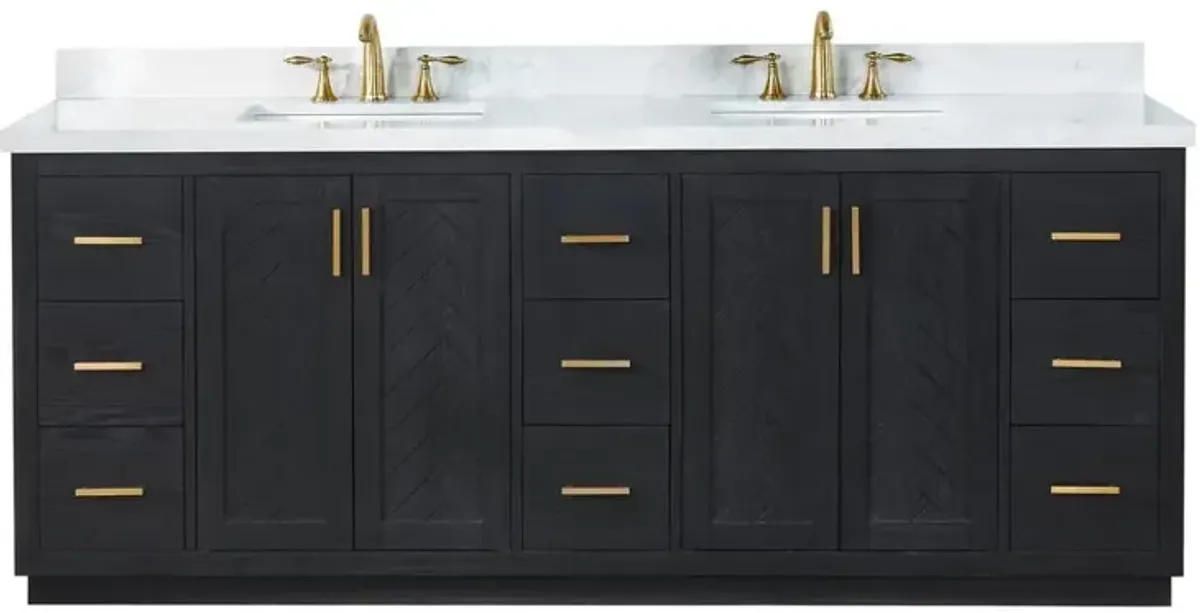 Altair 84 Double Bathroom Vanity Set in Black Oak without Mirror