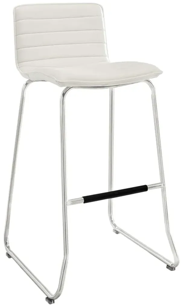 Modway Dive Ribbed Faux Leather Upholstered Two Bar Stools in Black