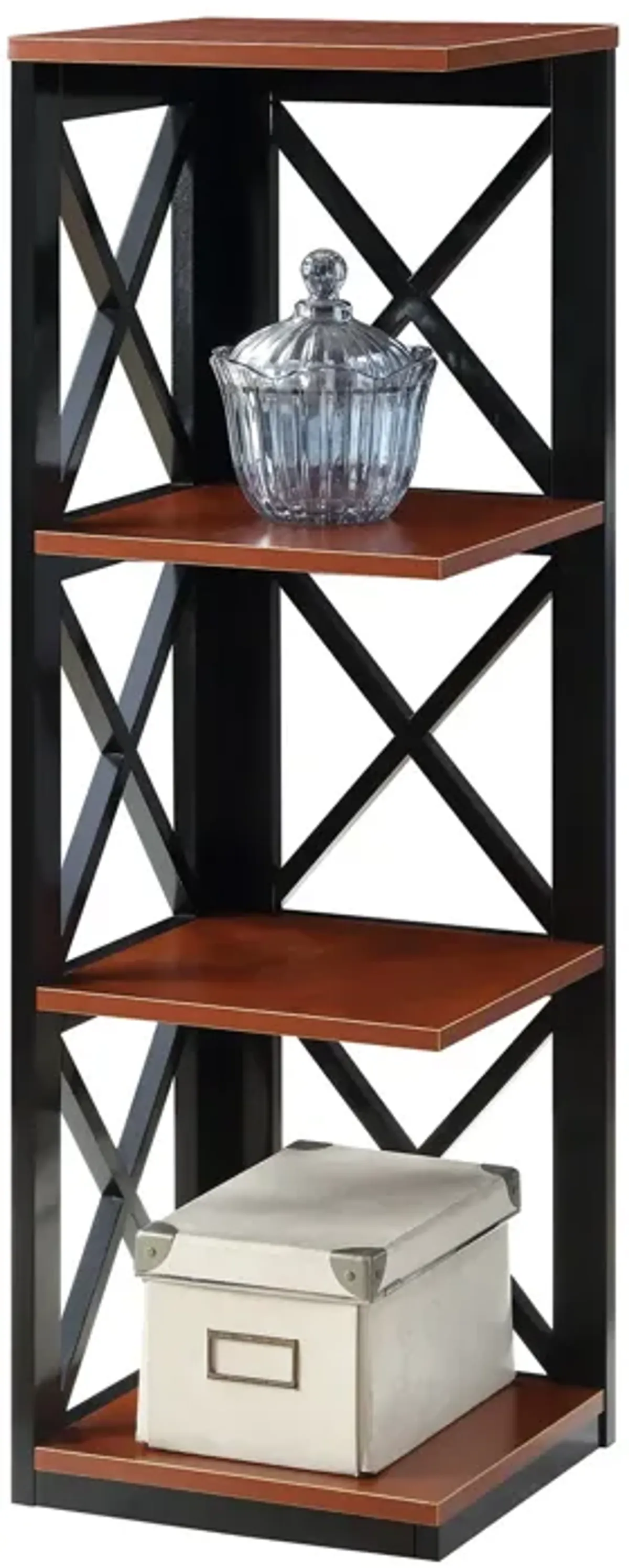 Convenience Concepts Oxford 3 Tier Corner Bookcase, Cherry / Black