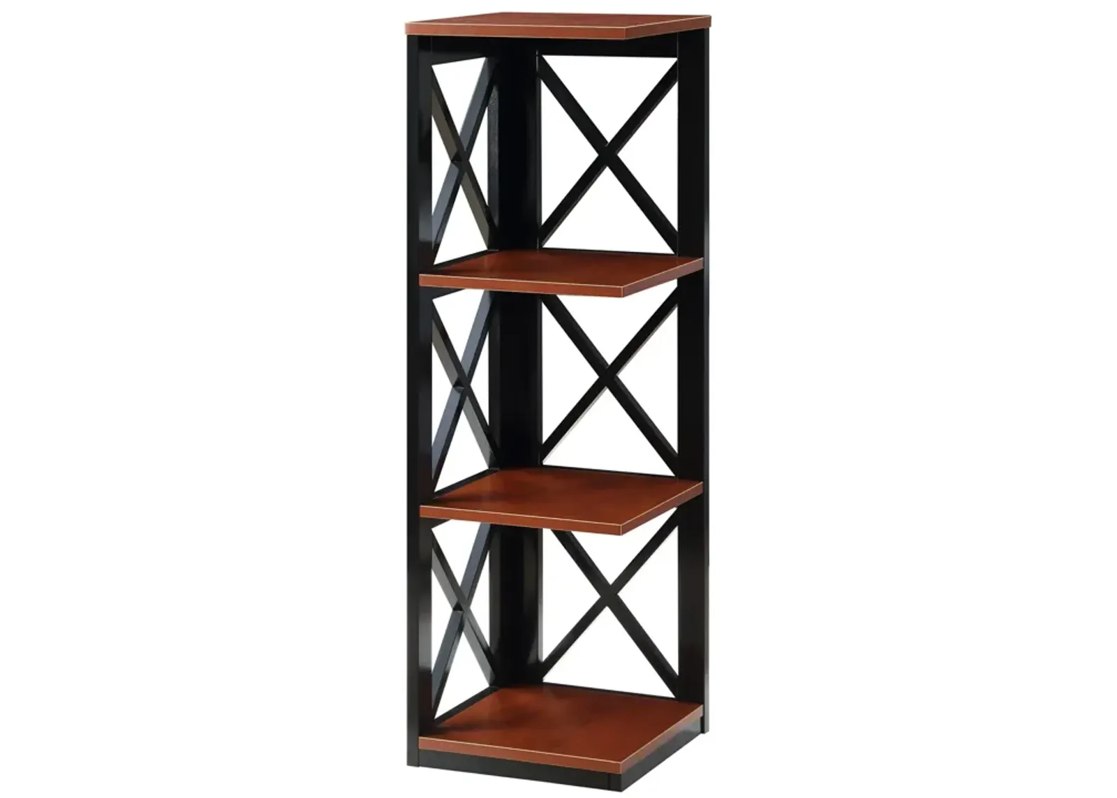 Convenience Concepts Oxford 3 Tier Corner Bookcase, Cherry / Black