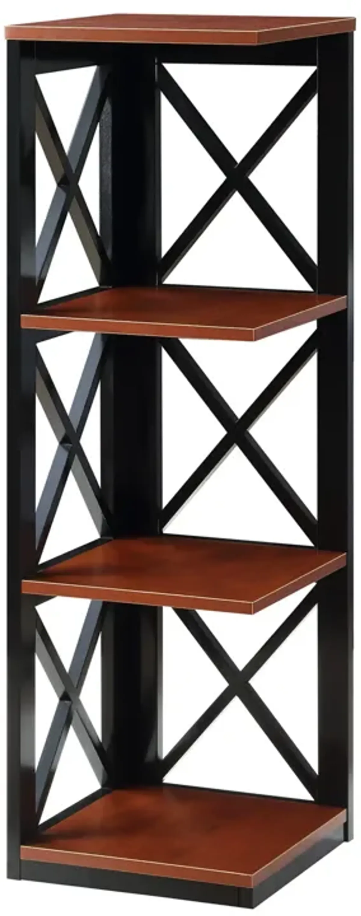 Convenience Concepts Oxford 3 Tier Corner Bookcase, Cherry / Black