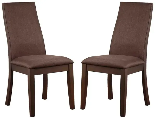 Upholstered Wooden Dining Side Chair, Brown , Set of 2-Benzara