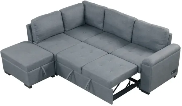 Merax L-Shape Corner Couch Sofa Bed with Storage Ottoman