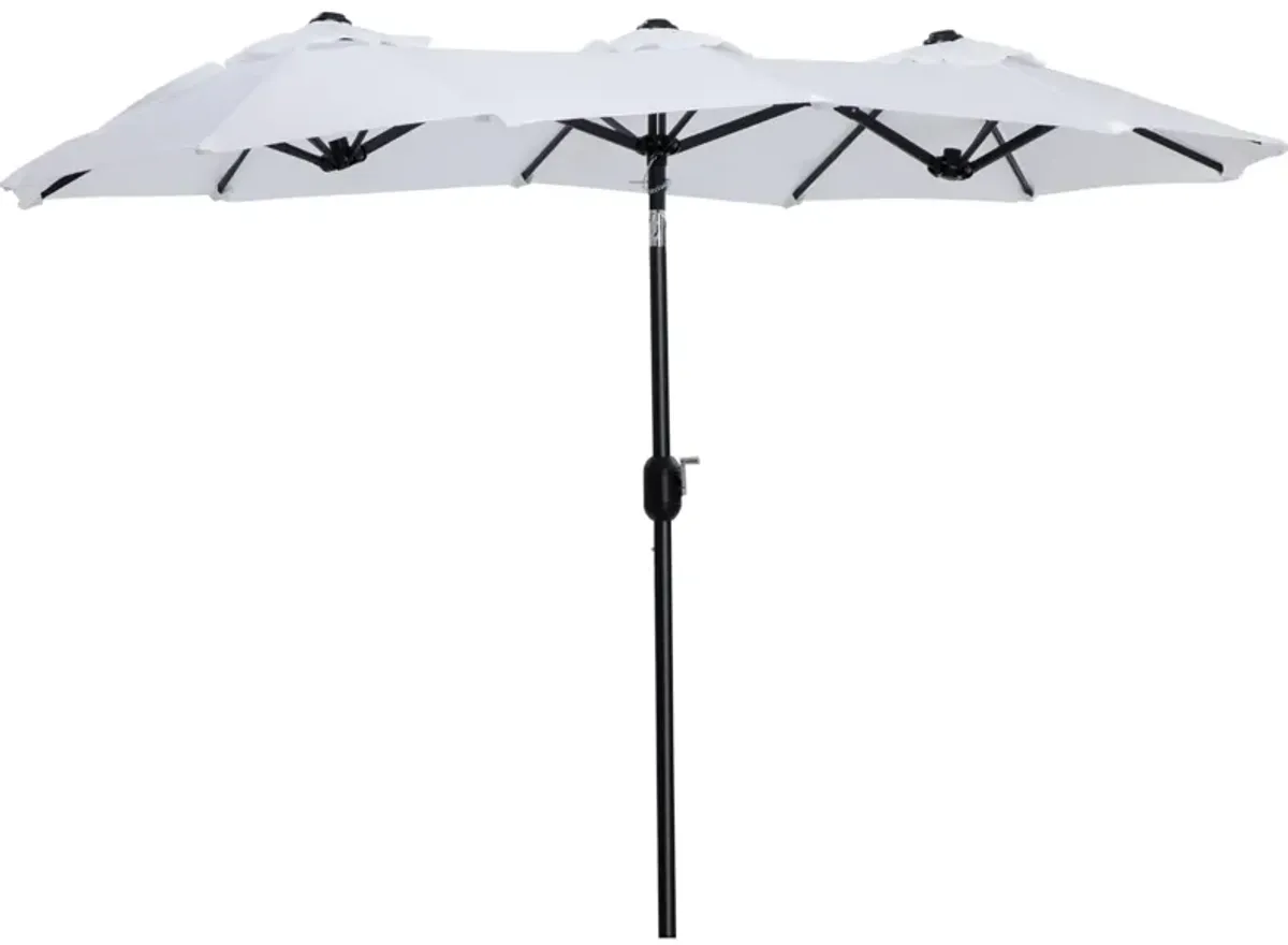 Pure White Patio Shade: 9.5' Double-Sided Umbrella with Tilt Crank