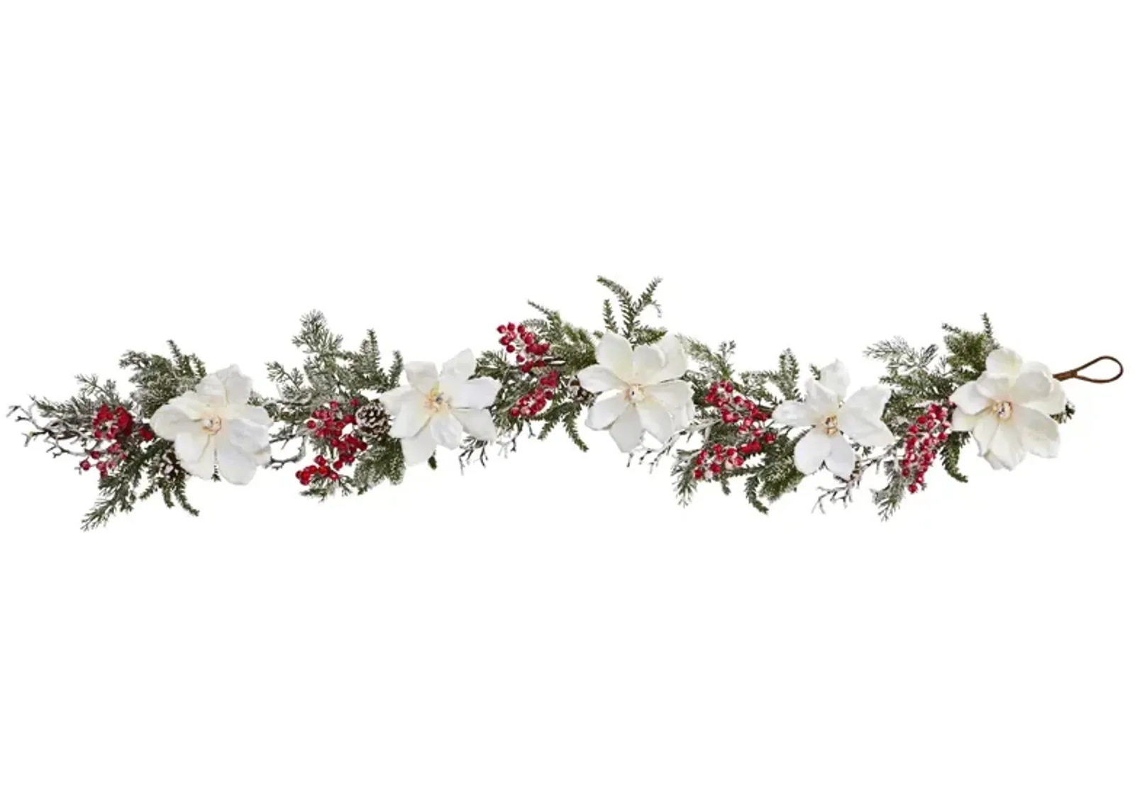 HomPlanti 60" Frosted Magnolia & Berry Artificial Garland