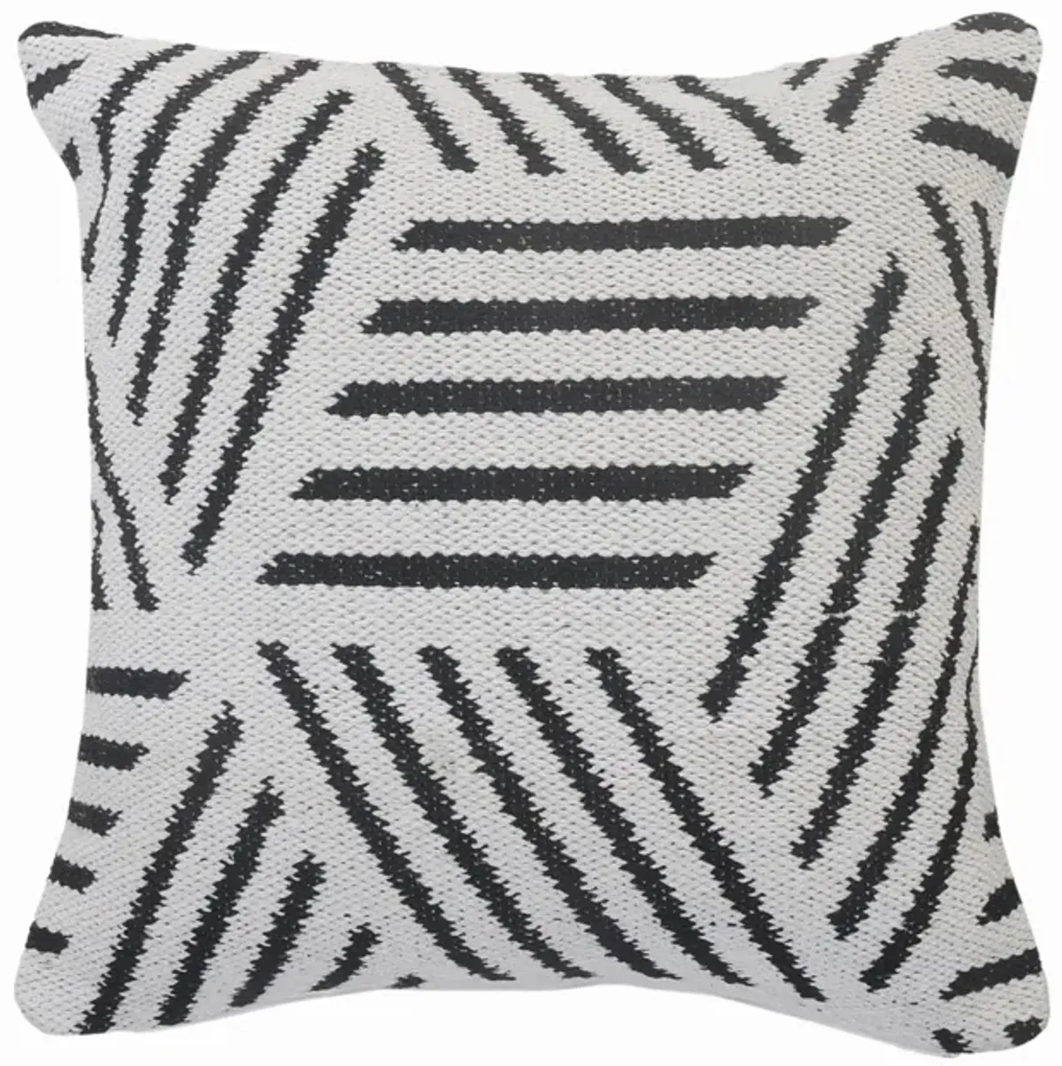 20" White with Black Geometric Stripe Square Throw Pillow
